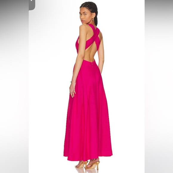 NWT Aureta Elke Maxi Dress In Fuchsia - Picture 3 of 6